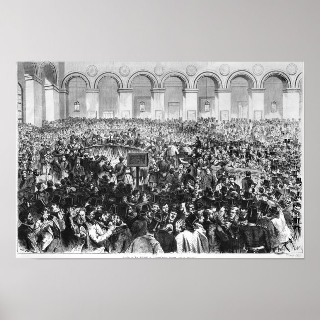 Die Corbeille im Bourse von Paris, 1873 Poster (Vorne)