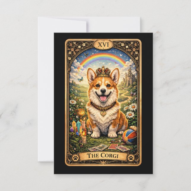Die Corgi-Tarotkarte Dankeskarte (Vorderseite)