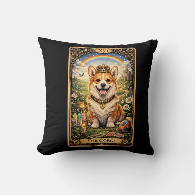 Die Corgi-Tarotkarte Kissen (Vorderseite)