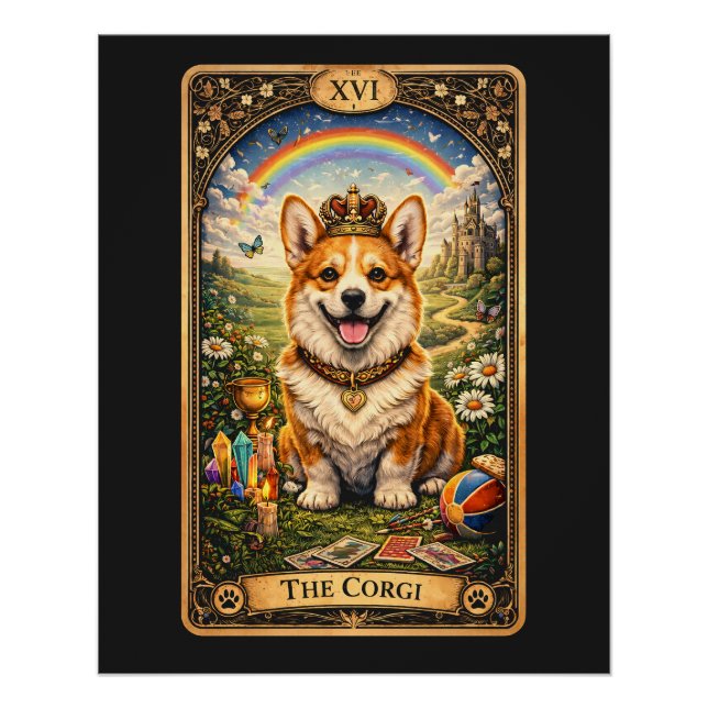 Die Corgi-Tarotkarte Poster (Vorderseite)