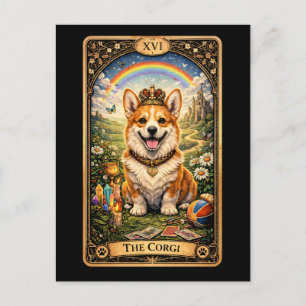 Die Corgi-Tarotkarte Postkarte
