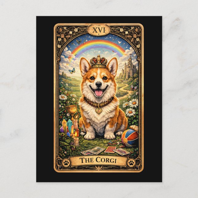 Die Corgi-Tarotkarte Postkarte (Vorderseite)