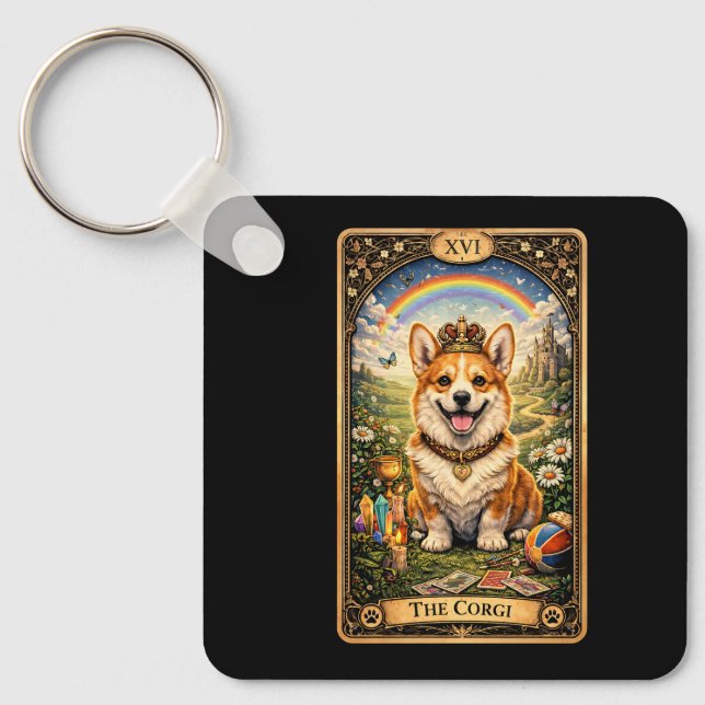 Die Corgi-Tarotkarte Schlüsselanhänger (Vorderseite)
