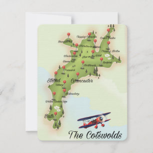 Die Cotswolds Vintage Karte