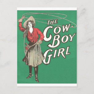 Die Cow Boy Girl - Vintage Postkarte