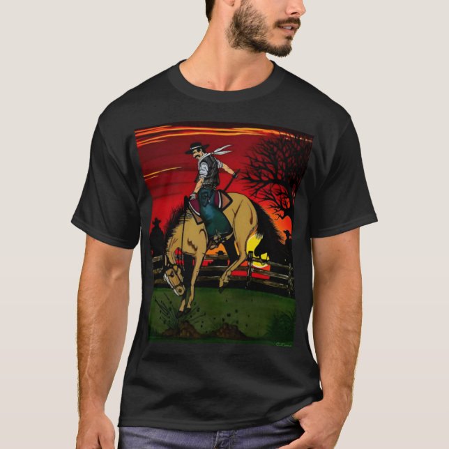 "Die Cowboys" Farbe drucken. T-Shirt (Vorderseite)