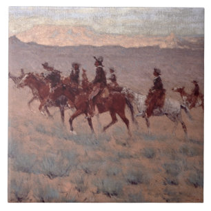 Die Cowpunchers (w/c auf Papier) Fliese