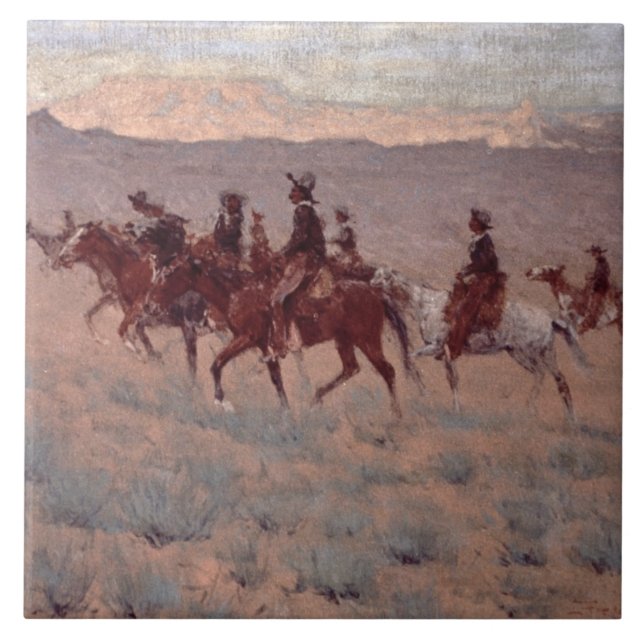 Die Cowpunchers (w/c auf Papier) Fliese (Vorderseite)