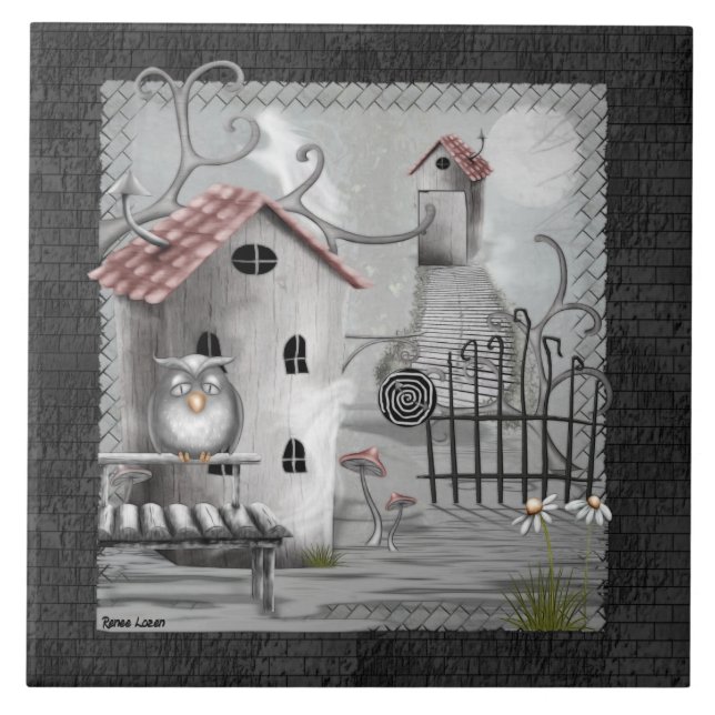 Die Creek Gothic Folk Art Fliese (Vorderseite)