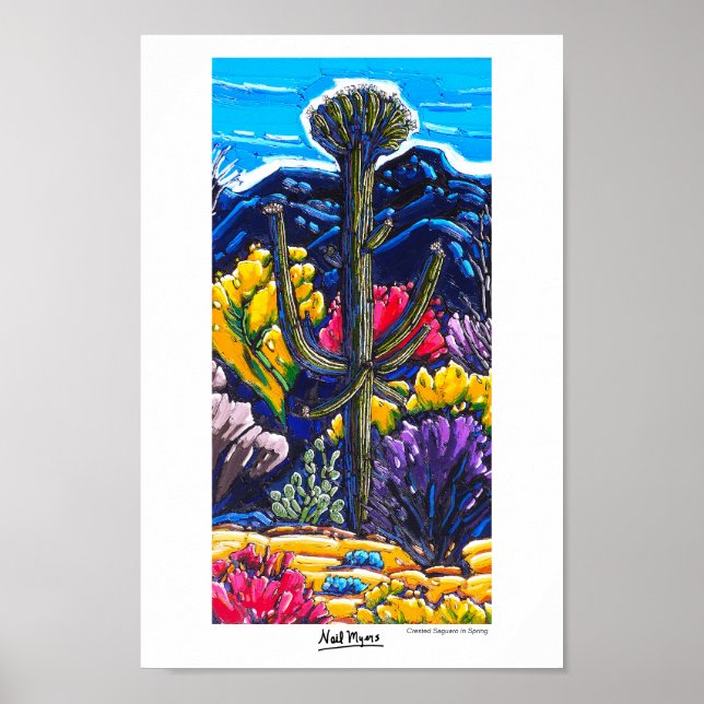 Die Crested Saguaro im Frühjahrspopster Poster (Vorne)