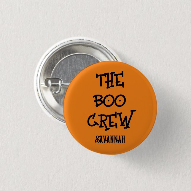 Die Crew individuelle Name orange Halloween Kinder Button (Vorne & Hinten)