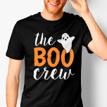 Die Crew Orange Halloween T-Shirt<br><div class="desc">Moderne,  auf Halloween Shirt abgestimmte Gestaltung mit dem Text "The Boo Crew" in orangefarbenen und weißen Buchstaben mit einem kleinen Geisterakzent. Bestellen Sie für jedes Mitglied Ihrer Crew.</div>