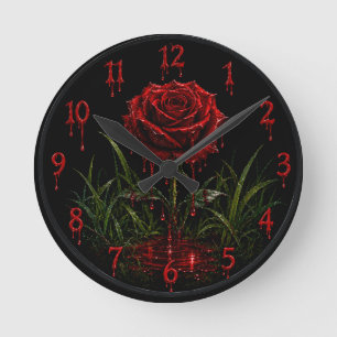 Die Crimson Rose Gothic Blood Drip Wanduhr –