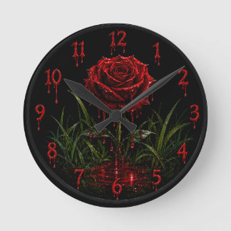 Die Crimson Rose Gothic Blood Drip Wanduhr –