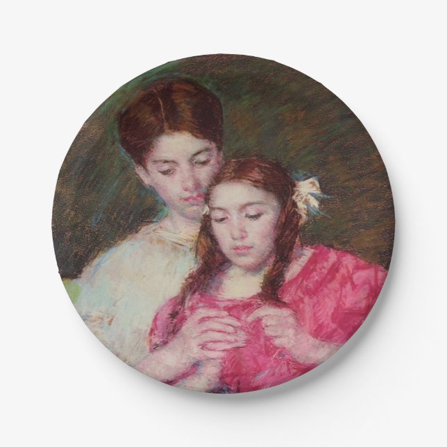 Die Crochet-Lektion (zwei Schwestern) Pappteller (Vorderseite)