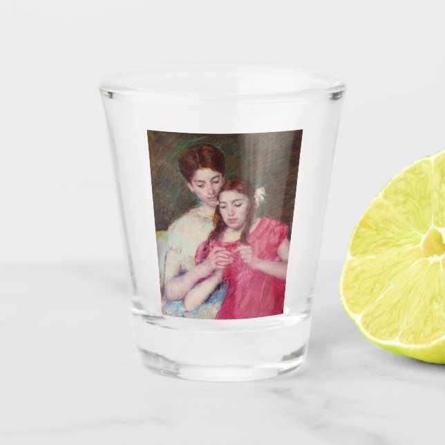 Die Crochet-Lektion (zwei Schwestern) Schnapsglas (Vorderseite)