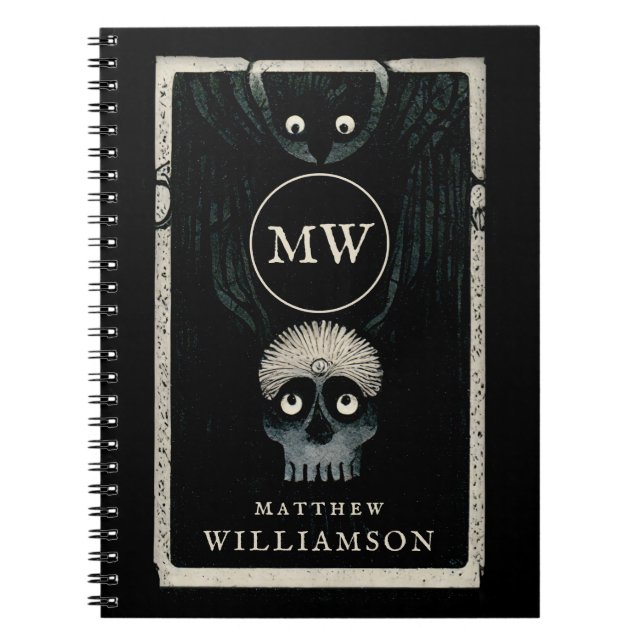 Die Crow und die Skull Dunkle Fantasie Illustratio Notizblock (Vorderseite)
