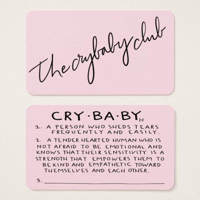 Die Crybaby Club Mitgliedskarten (Vorne & Hinten)
