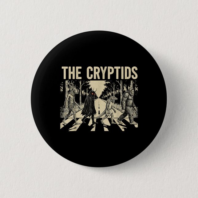 Die Cryptids Lustige Bigfoot Mothman Monster Button (Vorderseite)