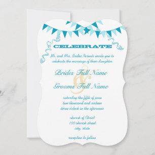 Die Cut Blue Bunting Pennant Wedding Einladungen