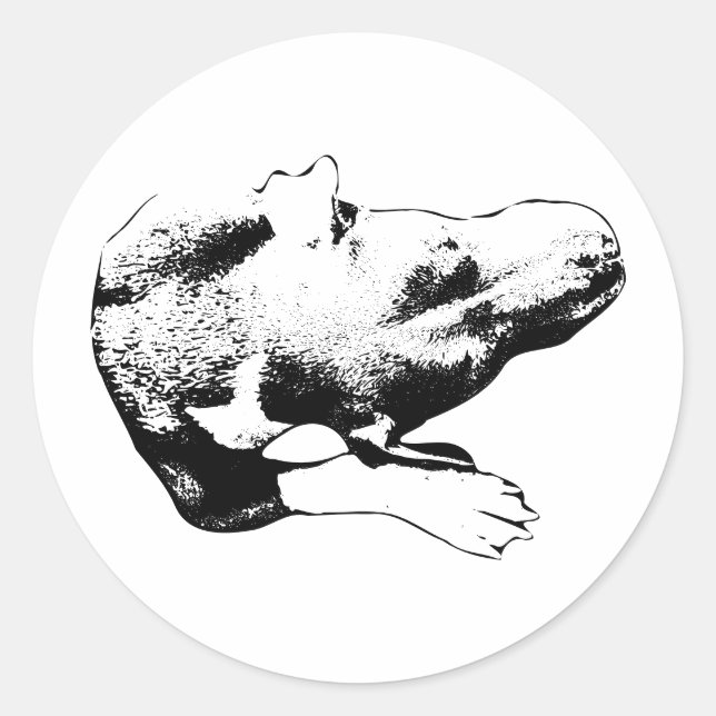 Die Cut Overhead Pup - Pitbull Mix Runder Aufkleber (Vorderseite)