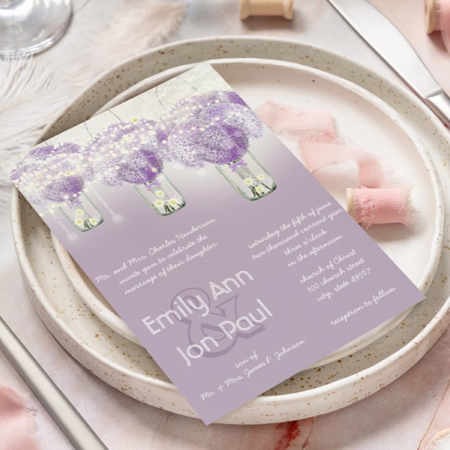 Die Cut Radiant Lila Mason Jar Wedding Einladung (Von Creator hochgeladen)