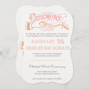 Die Cut Rose Gold Pink Coral Moderne Typografie Einladung