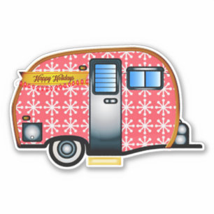 DIE CUT STYLE CAMPER TRAILER CHRISTMAS DECAL AUFKLEBER