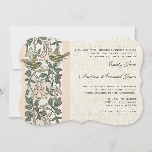 Die Cut Vintag Lovebird Honey Suckle Wedding Einladung (Vorderseite)