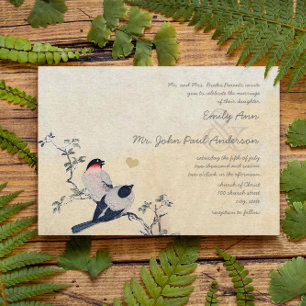 Die Cut Vintage Kirschblüten Meisen Hochzeit Einladung