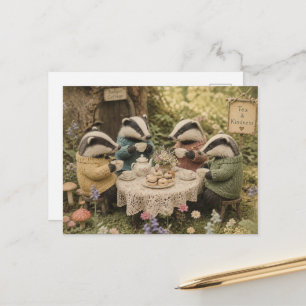 Die Dachs-Teeparty Postkarte