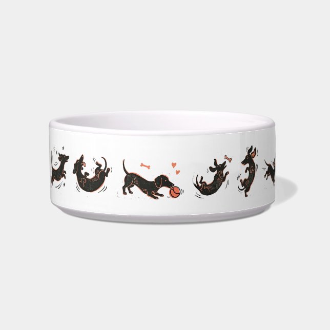 Die Dachshund-Jäger-Kantine: Ein Dachshund-Diner Napf (Links)