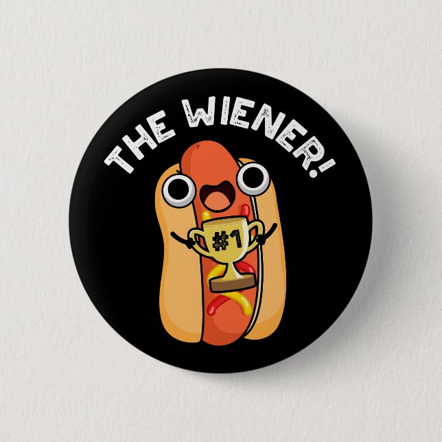 Die Dackel Funny Sieger Hot Dog Puff Dark BG Button (Vorderseite)