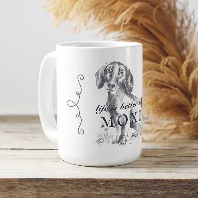 Die Dackel ist besser mit dem benutzerdefinierten  Kaffeetasse (Dachshund Life Is Better With Custom Dog Name Coffee Mug)