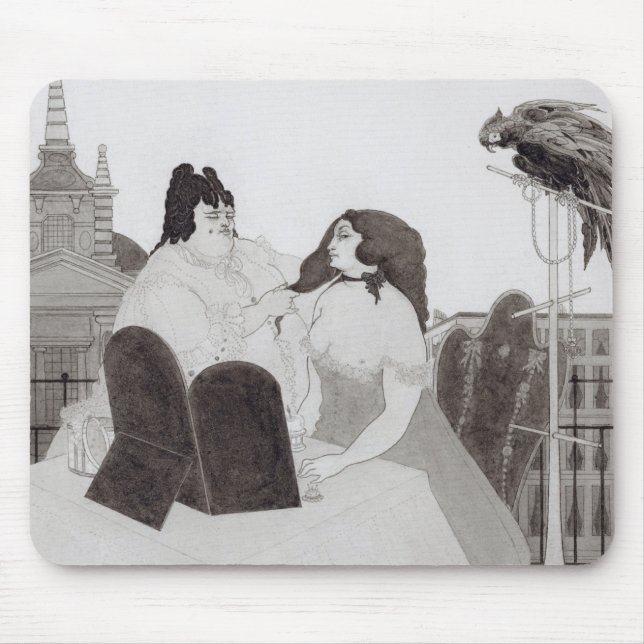 Die Dame an der Frisierkommode (Tinte und Wäsche) Mousepad (Vorne)
