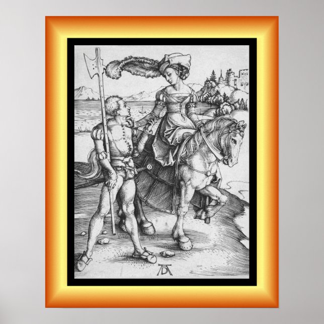 Die Dame auf Pferd und das Lansquenet ~ * ~ Poster (Vorne)