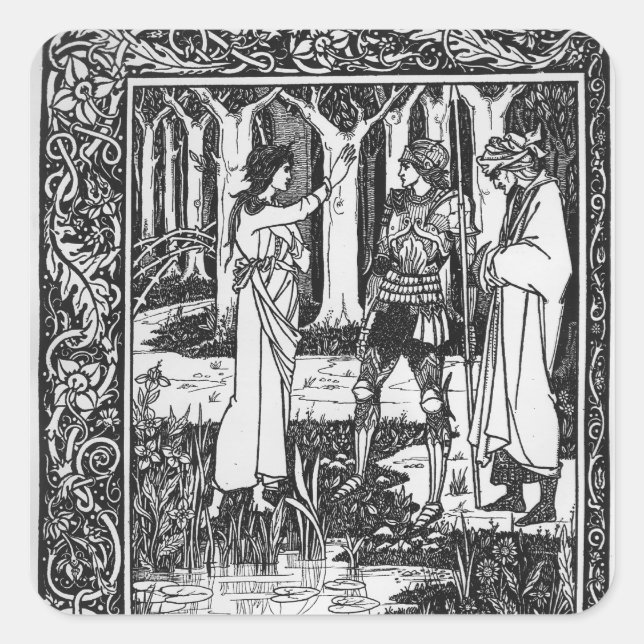 Die Dame des Sees telleth Arthur Quadratischer Aufkleber (Vorderseite)