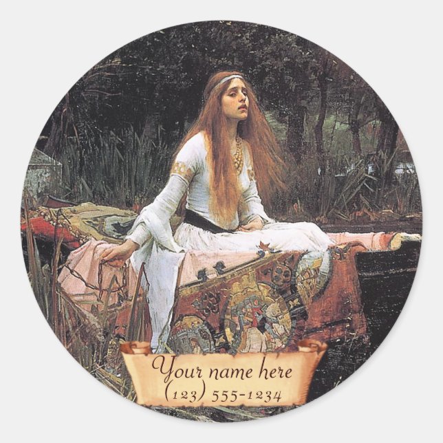 "Die Dame des Shalotts" Pre-Raphaelite-Buchzeichen Runder Aufkleber (Vorderseite)