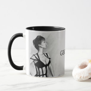Die Dame Frau Porträt Schwarzes Kleid Original Kun Tasse