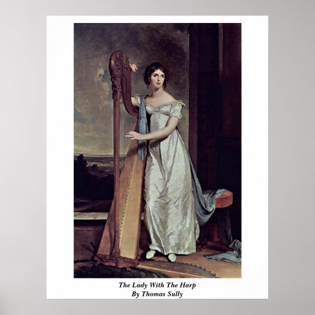 Die Dame mit der Harfe von Thomas Sully Poster (Vorne)