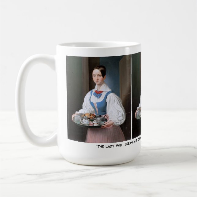 Die Dame mit Frühstück auf einem Tablett Kaffeetasse (Links)