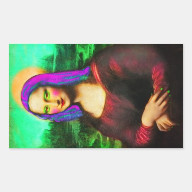 die Dame Mona Lisa Rechteckiger Aufkleber (Vorderseite)