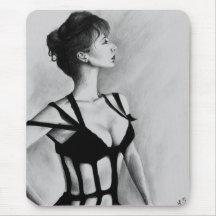 Die Dame Portrait Sexy Black Dress Art