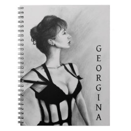 Die Dame Sexy Frau Schwarzes Kleid Porträt Kunst Notizblock