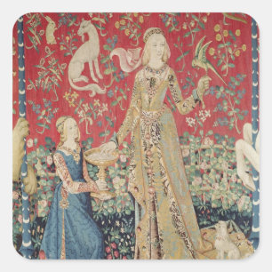 Die Dame und das Einhorn: 'Geschmack' Quadratischer Aufkleber