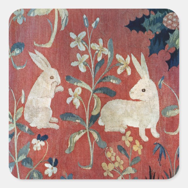 Die Dame und das Einhorn: 'Geschmack' Quadratischer Aufkleber (Vorderseite)