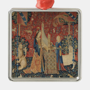 Die Dame und das Einhorn: 'Hearing Silbernes Ornament