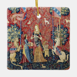 Die Dame und das Einhorn, riechen Keramikornament