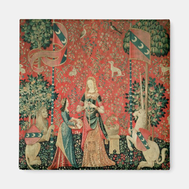 Die Dame und das Einhorn: "Riechen" Magnet (Vorne)