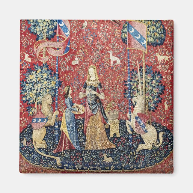 Die Dame und das Einhorn, riechen Magnet (Vorne)